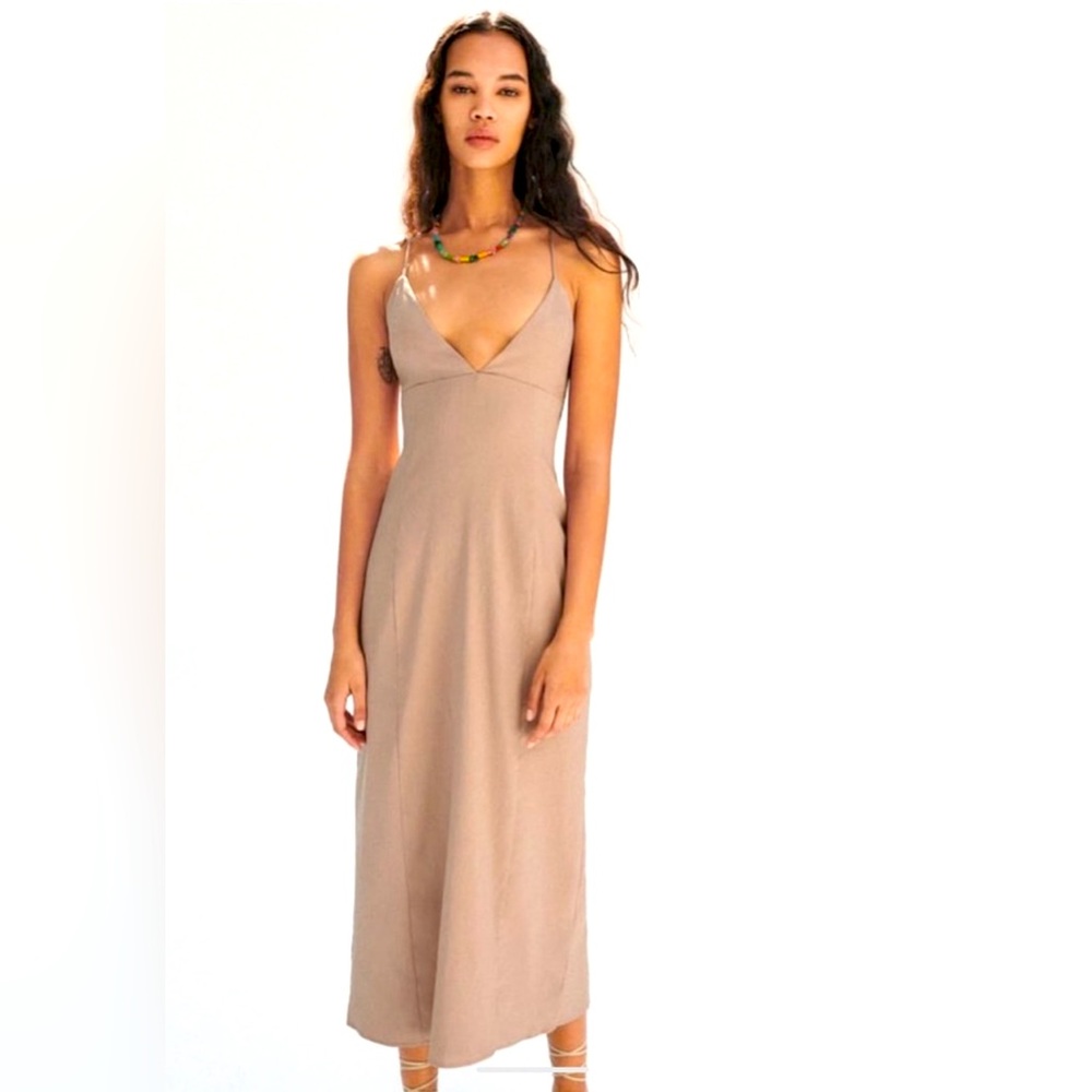 ZARA Tan Maxi Dress Sz Large